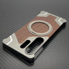 Walnut Wood Case for Samsung Galaxy S26 Ultra Cover 26 U Shockproof Frameless Metal Funda Built-in Kickstand with Protector