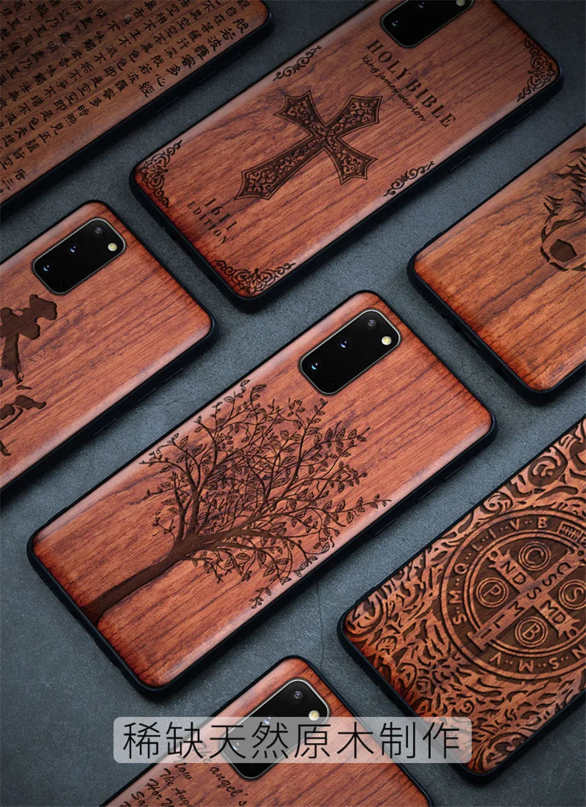 Real Wood Wooden TPU Case For Samsung Galaxy Note 20 Ultra S25 S24 S23 S21 Ultra S20 FE S10 Plus Case Cover Phone Shell Skin Bag