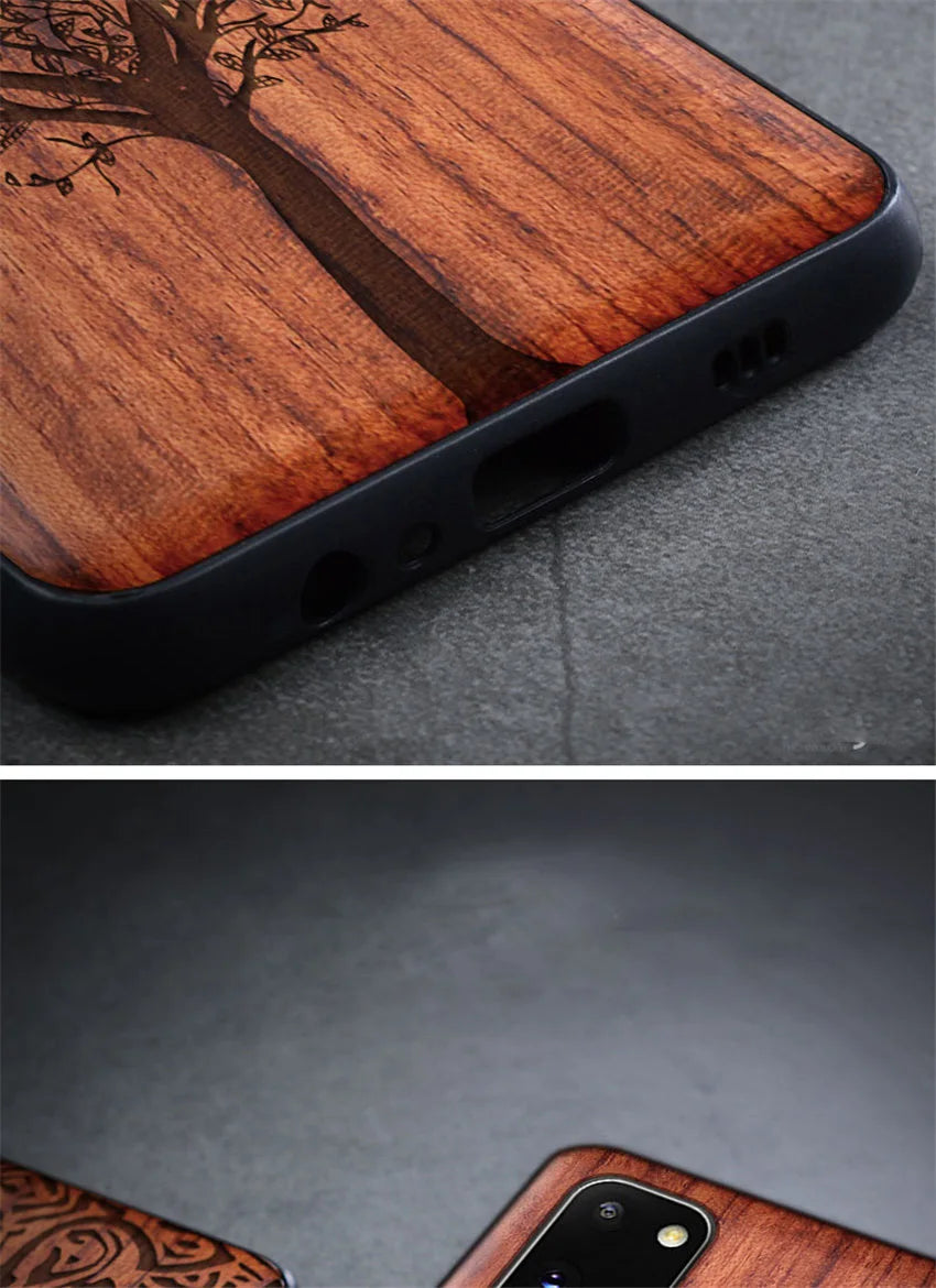 Real Wood Wooden TPU Case For Samsung Galaxy Note 20 Ultra S25 S24 S23 S21 Ultra S20 FE S10 Plus Case Cover Phone Shell Skin Bag