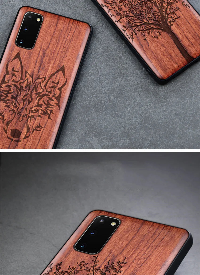 Real Wood Wooden TPU Case For Samsung Galaxy Note 20 Ultra S25 S24 S23 S21 Ultra S20 FE S10 Plus Case Cover Phone Shell Skin Bag