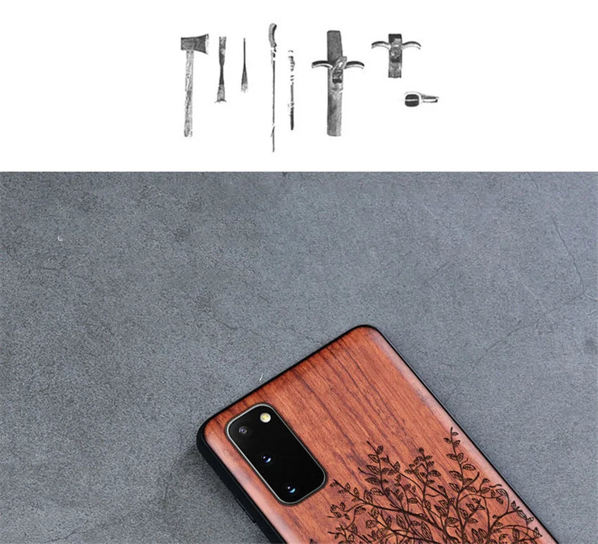 Real Wood Wooden TPU Case For Samsung Galaxy Note 20 Ultra S25 S24 S23 S21 Ultra S20 FE S10 Plus Case Cover Phone Shell Skin Bag