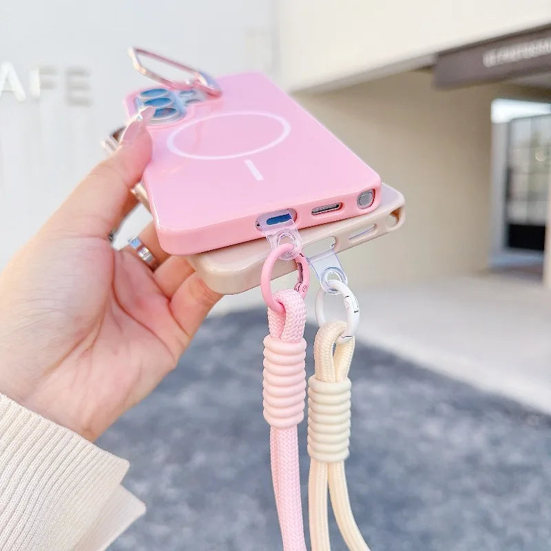 Suitable for Samsung Galaxy S23 S25 S24 S26 Fe Ultra Plus A Series Lanyard Stand Case Compatible with Magnetic Wireless Charging