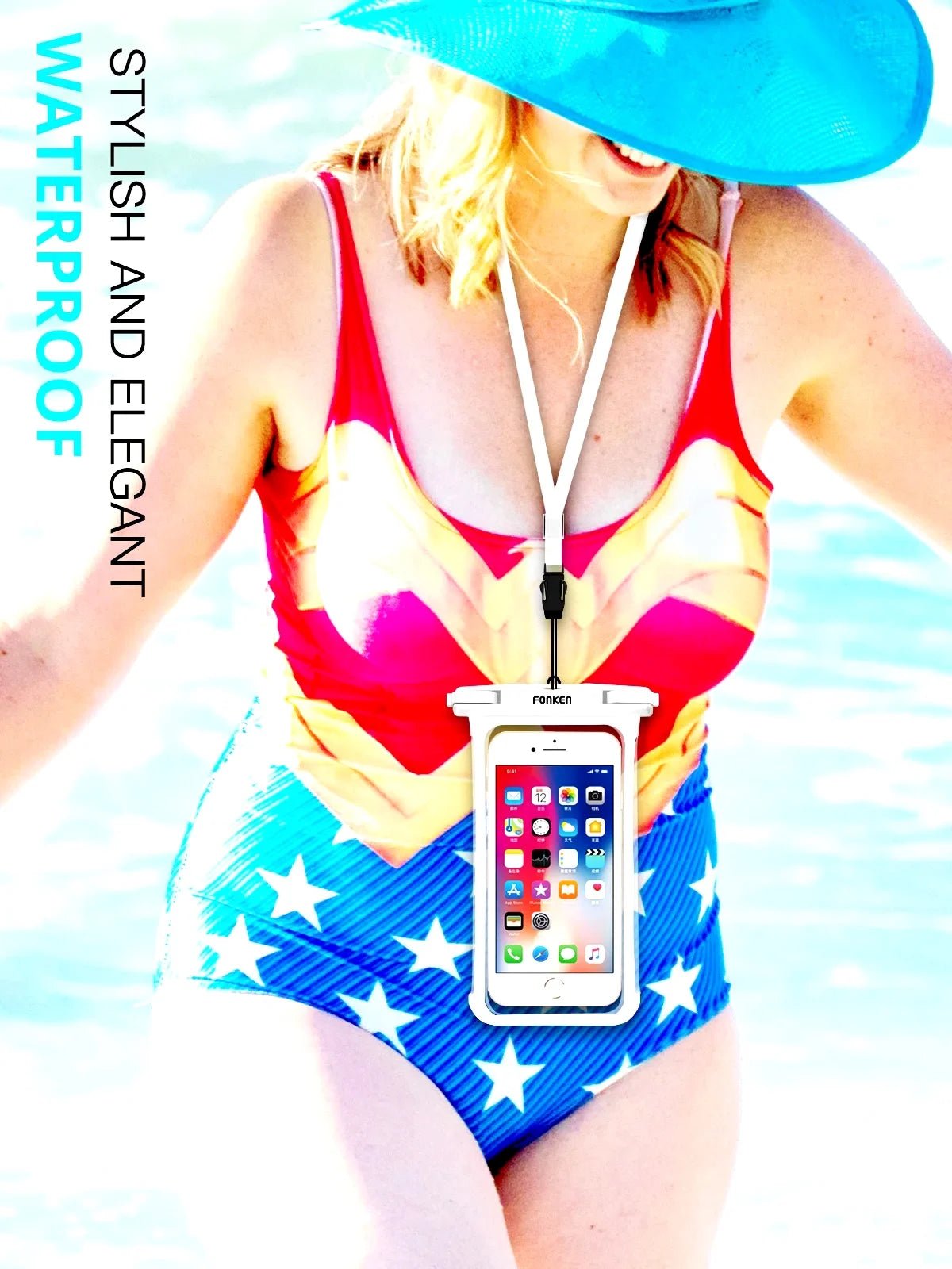 FONKEN Full View Waterproof Case for Phone Underwater Snow Rainforest Transparent Dry Bag Swimming Pouch Big Mobile Phone Covers