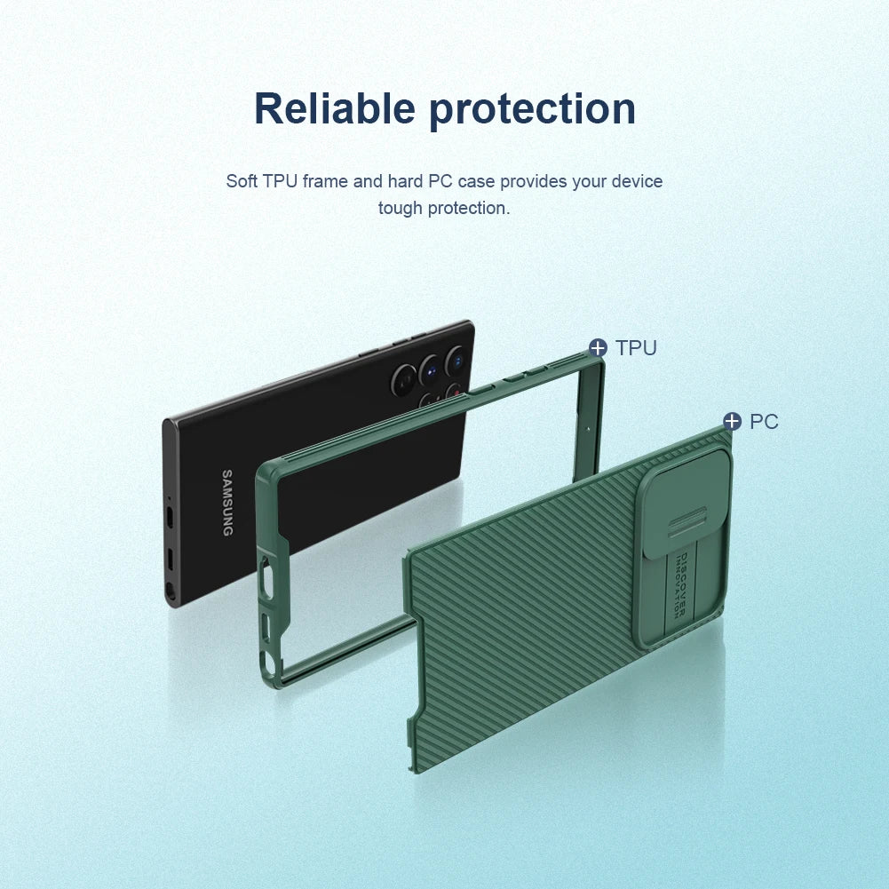 Nillkin for Samsung Galaxy S22 Ultra 5G Lens Case CamShield Pro TPU Frame Camera Cover Slide Protection Back Cover Case