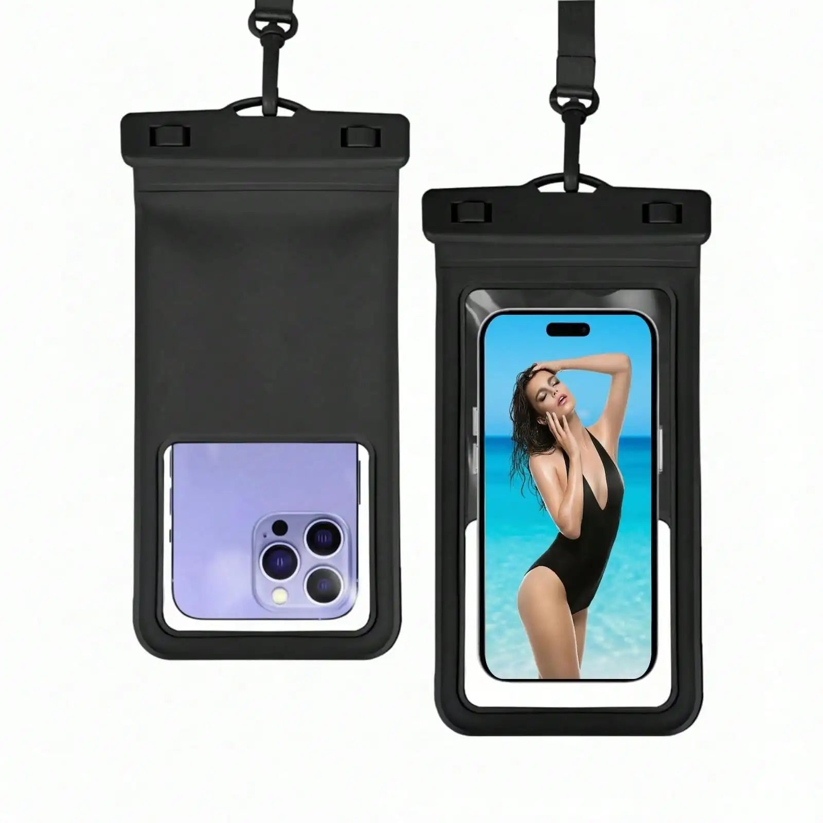 Black PVC Waterproof Phone Pouch With Card Holder Compatible With 17/16/15/14/13 Pro Max Spring Gift Birthday Party