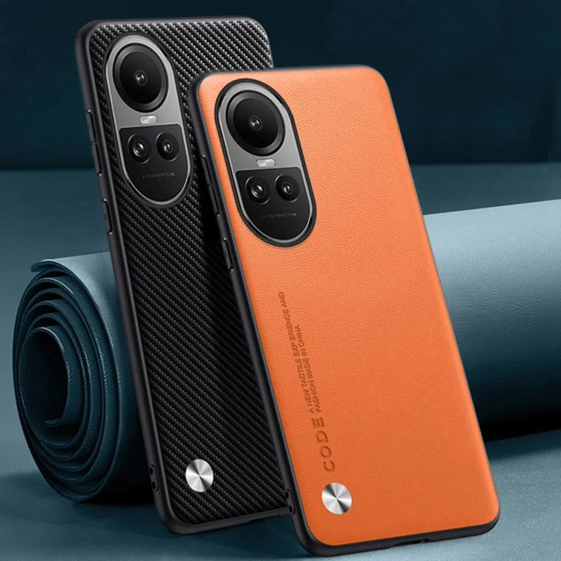 Luxury PU Leather Case For OPPO Reno 10 Pro 10Pro Back Cover Matte Silicone Protection Phone Case For OPPO Reno 10 5G Reno10 Pro