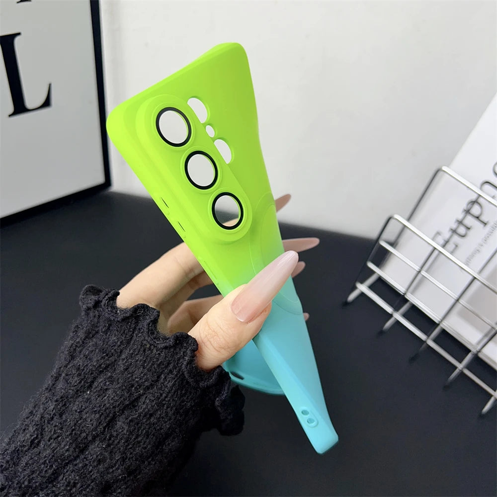 Gradient Liquid Silicone Magnetic Case For Samsung Galaxy S25 S24 S23 S22 S21 S26 Ultra Plus A57 A37 A17 A56 For Magsafe Cover