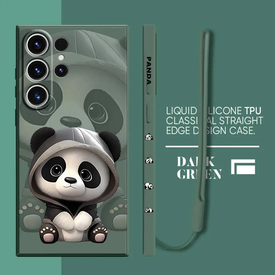 Cute Panda Phone Case for Samsung Galaxy S21 Plus S23 Ultra 5G S20 FE S24 Ultra S22 S22 Plus S22 Note 20 10 S10 Soft Cover