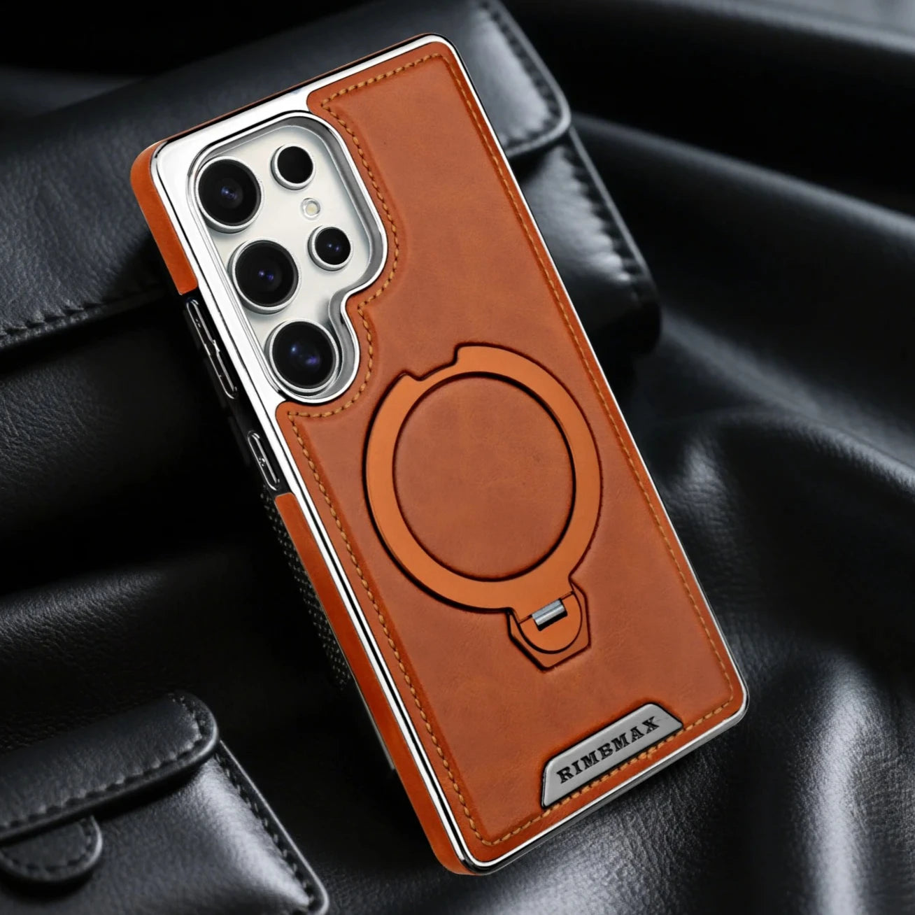 360 Rotating Bracket Leather Phone Case for Samsung Galaxy S25 Ultra S24 S23 S22 S25EDGE Magnetic Charging Kickstand Back Cover