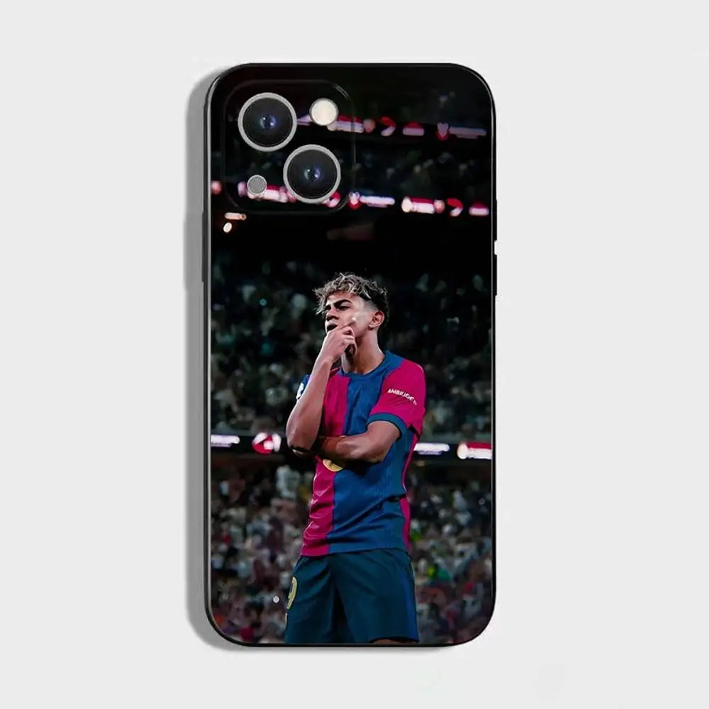 L-Lamine Yamal Phone Case For iPhone 16,15,14,13,12,11 Plus,Pro Max,XS,X,XR,SE,Mini,8,7,Soft Silicone Black Cover