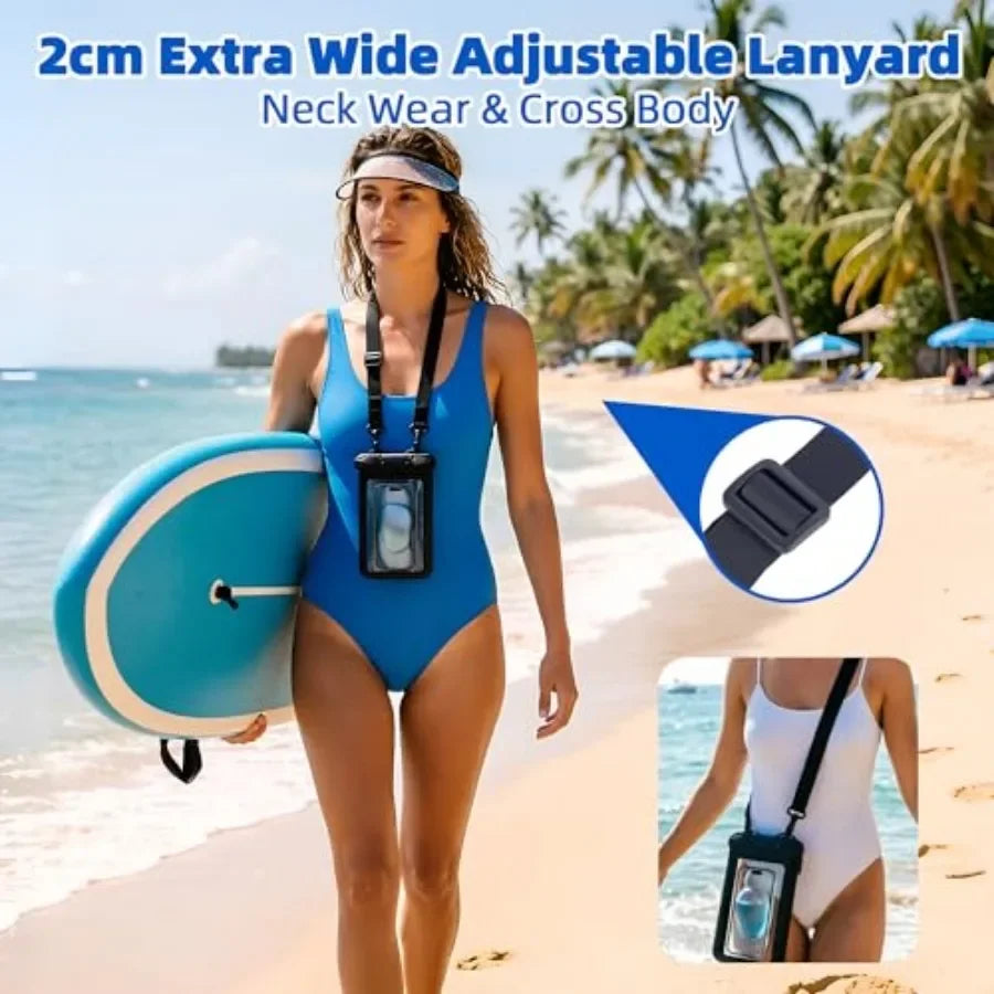 IPX8 Waterproof Phone Pouch Universal Cell Phone Dry Bag Patented Sealed Lock Lanyard Mobile Phone Case for Swimming Surfing Be