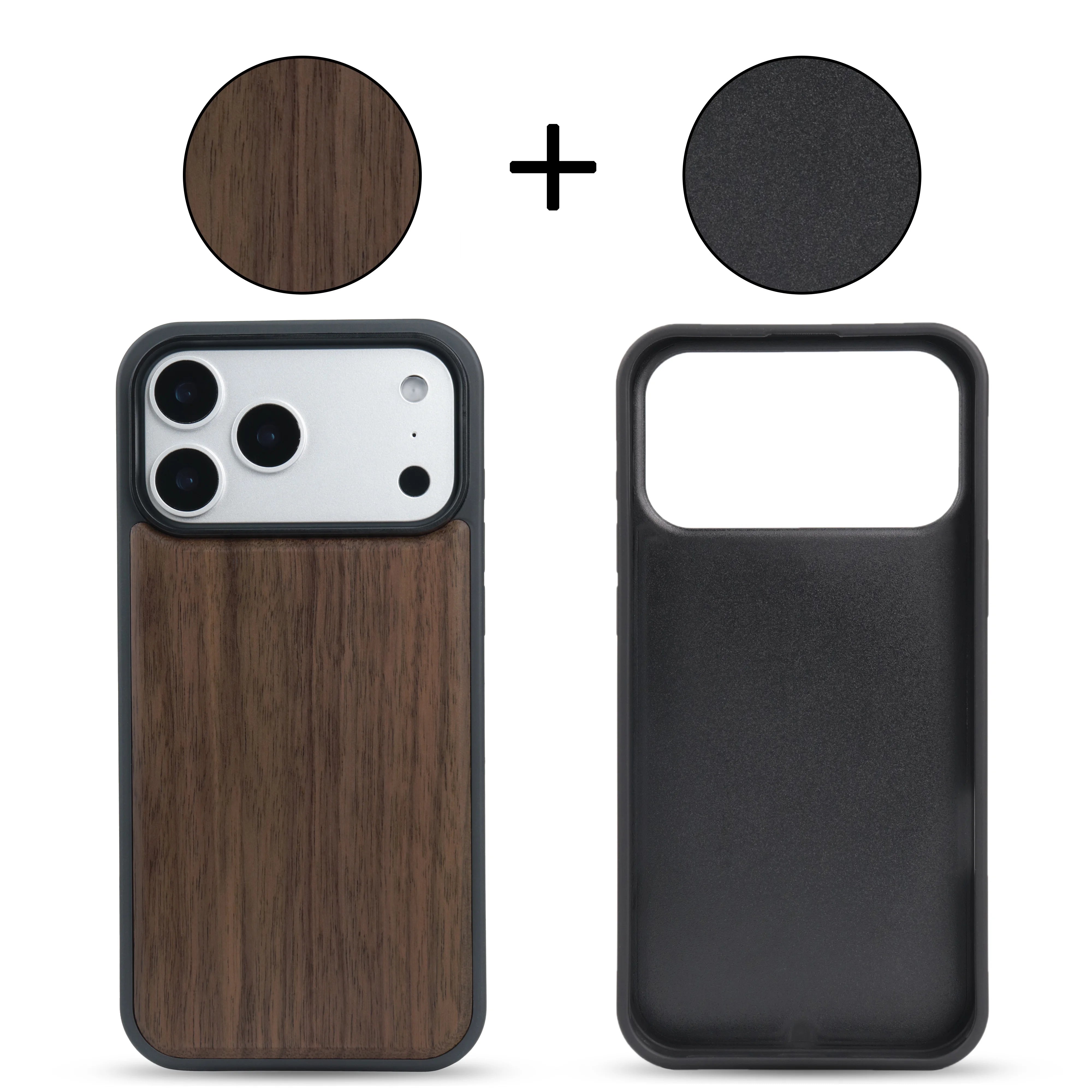 Luxury Shockproof Walnut Cherry Wood Phone Case For iPhone, 17 Pro, 17 Pro Max Soft Bumper Cases Cover