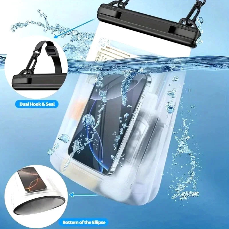 HAISSKY Large Mobile Phone Waterproof Pouch For iPhone 17 16 Pro Max 17 Air 16E 15 Plus Swim Travel Beach Bags With Seal Stripe