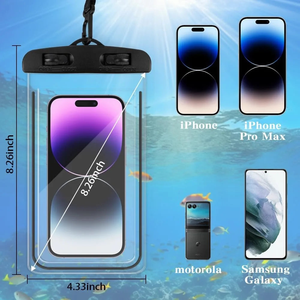 Two Pack Waterproof Phone Pouches - Essential Cell Phone Cases for Beach, Vacation, and Water Activities