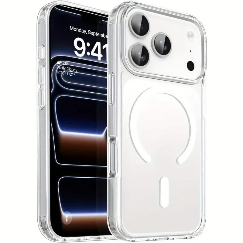 New Clear for MagSafe Case For iPhone 17Air 16 15 14 13 12 11Pro Max with Magnetic Feature Shockproof Wireless Charging Cover