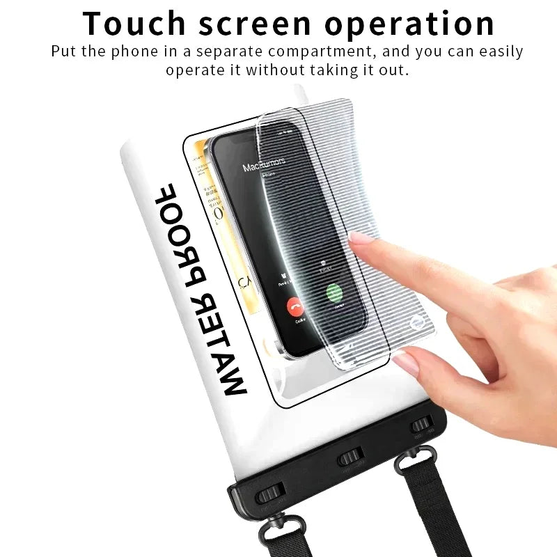 HAISSKY 1.8L Mobile Phone Waterproof Pouch For iPhone 17 16 Pro Max 15 Plus 16E Swimming Rafting Boating Beach Crossbody Bags