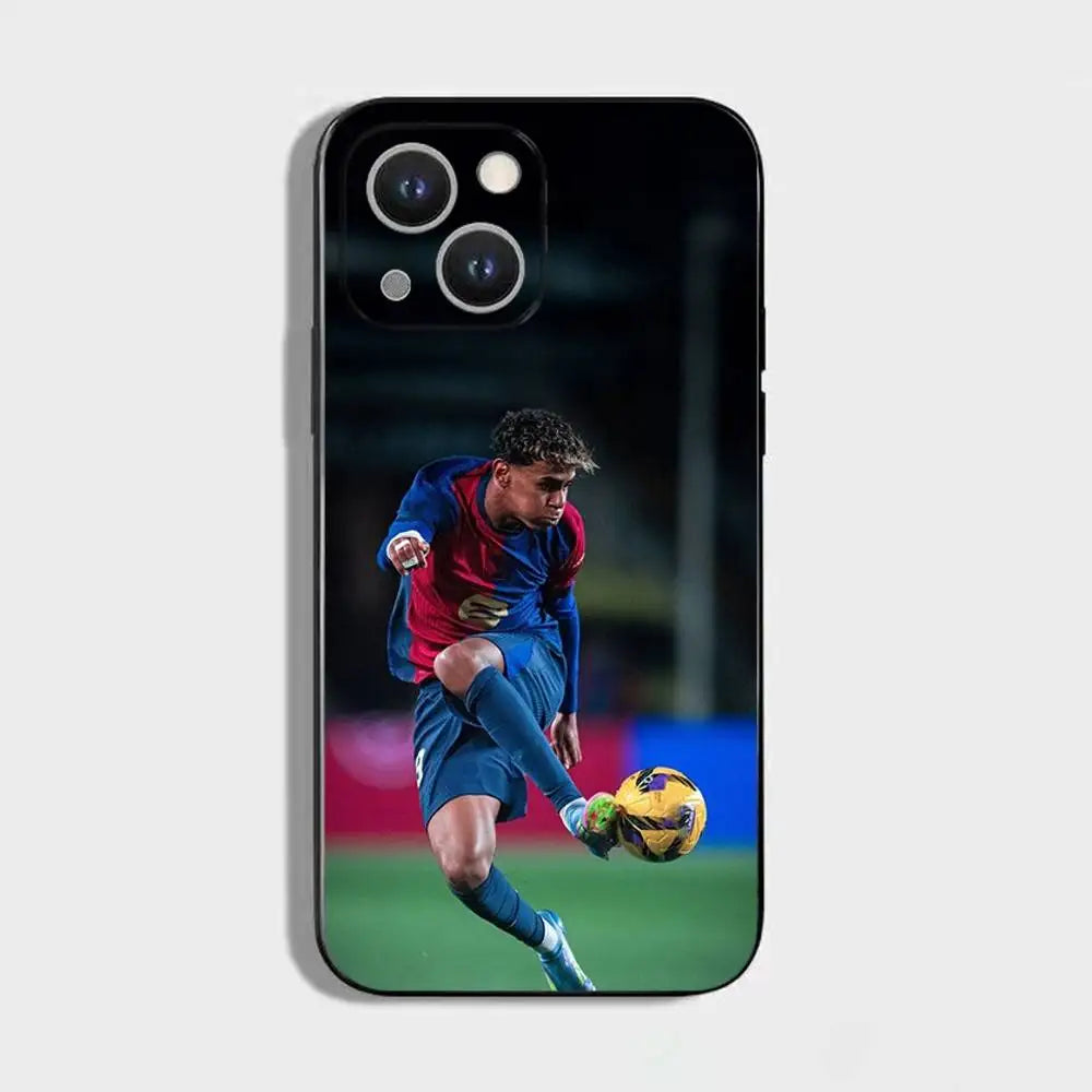 L-Lamine Yamal Phone Case For iPhone 16,15,14,13,12,11 Plus,Pro Max,XS,X,XR,SE,Mini,8,7,Soft Silicone Black Cover