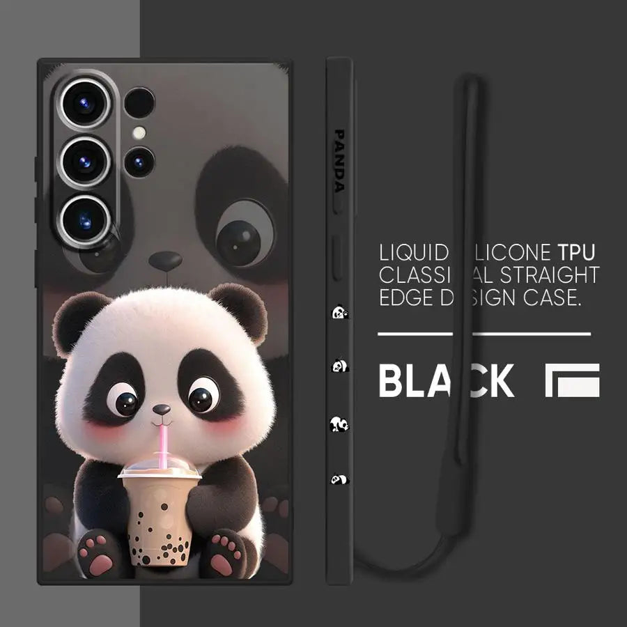 Cute Panda Phone Case for Samsung Galaxy S21 Plus S23 Ultra 5G S20 FE S24 Ultra S22 S22 Plus S22 Note 20 10 S10 Soft Cover