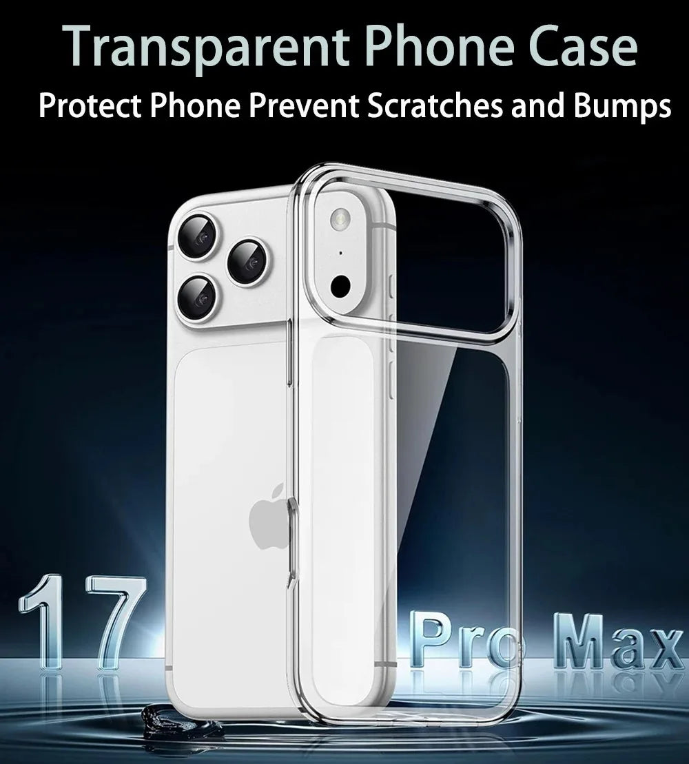 Transparent Soft Silicone Phone Case for iPhone 17 16 15 Pro Max 17Pro Shockproof Clear Cases for iPhone17 14 13 Pro Max Cover