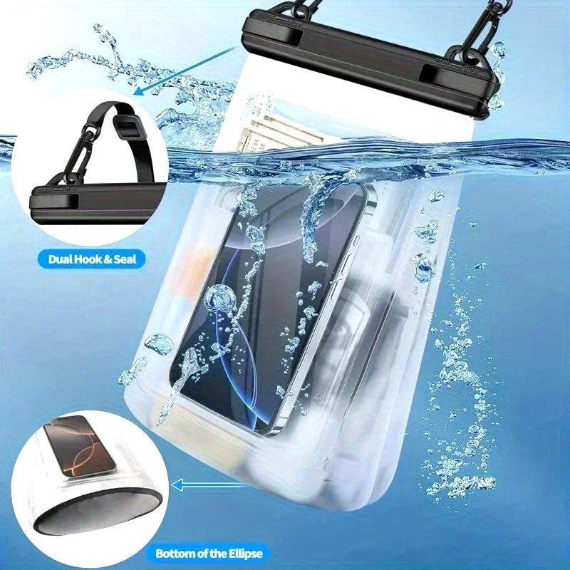 HAISSKY Large Mobile Phone Waterproof Pouch For iPhone 17 16 Pro Max 17 Air 16E 15 Plus Swim Travel Beach Bags With Seal Stripe