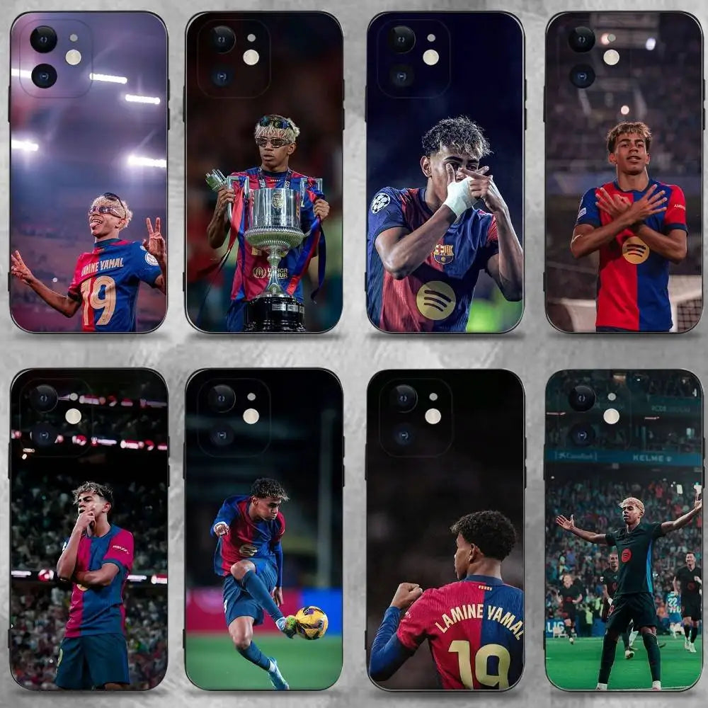 L-Lamine Yamal Phone Case For iPhone 16,15,14,13,12,11 Plus,Pro Max,XS,X,XR,SE,Mini,8,7,Soft Silicone Black Cover