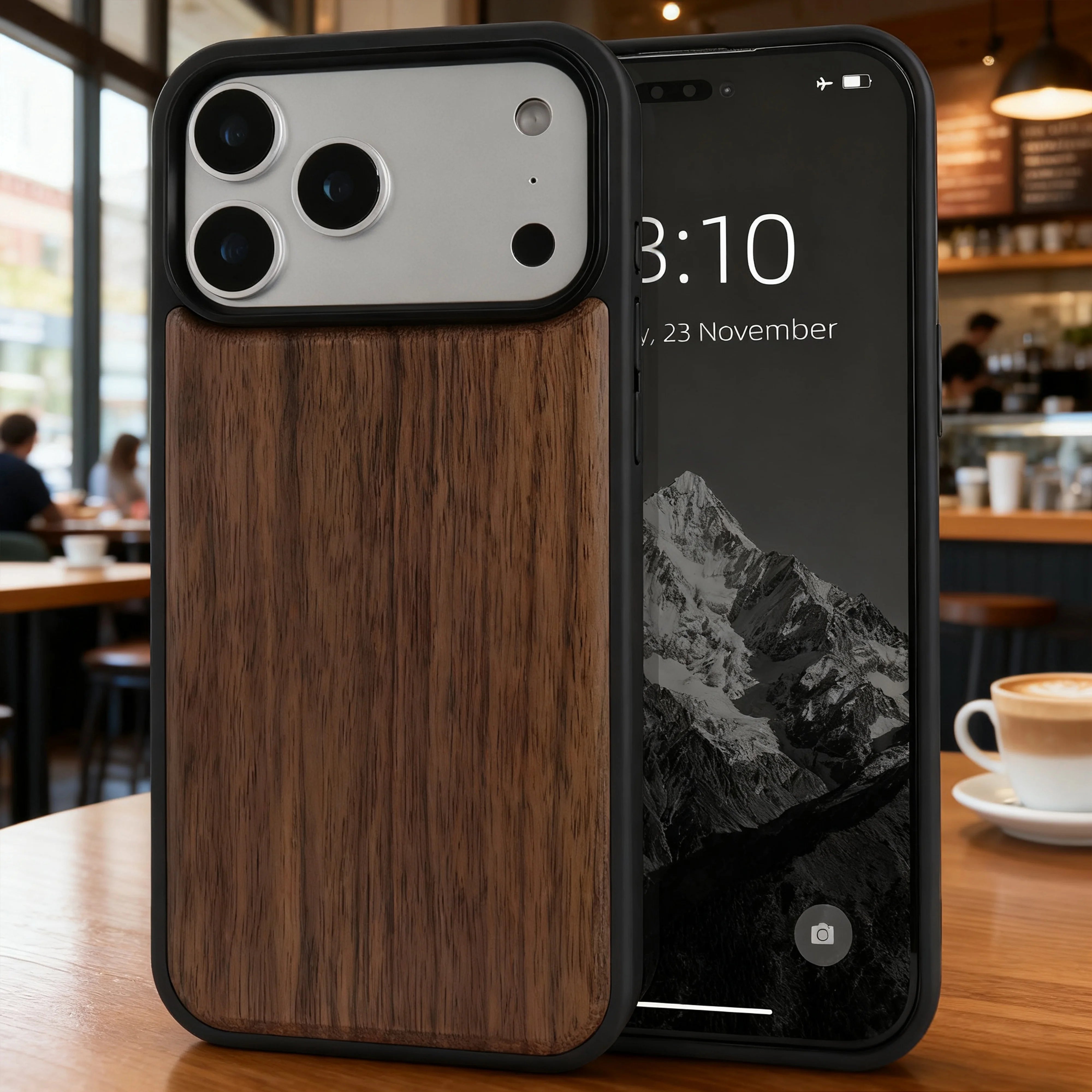 Luxury Shockproof Walnut Cherry Wood Phone Case For iPhone, 17 Pro, 17 Pro Max Soft Bumper Cases Cover