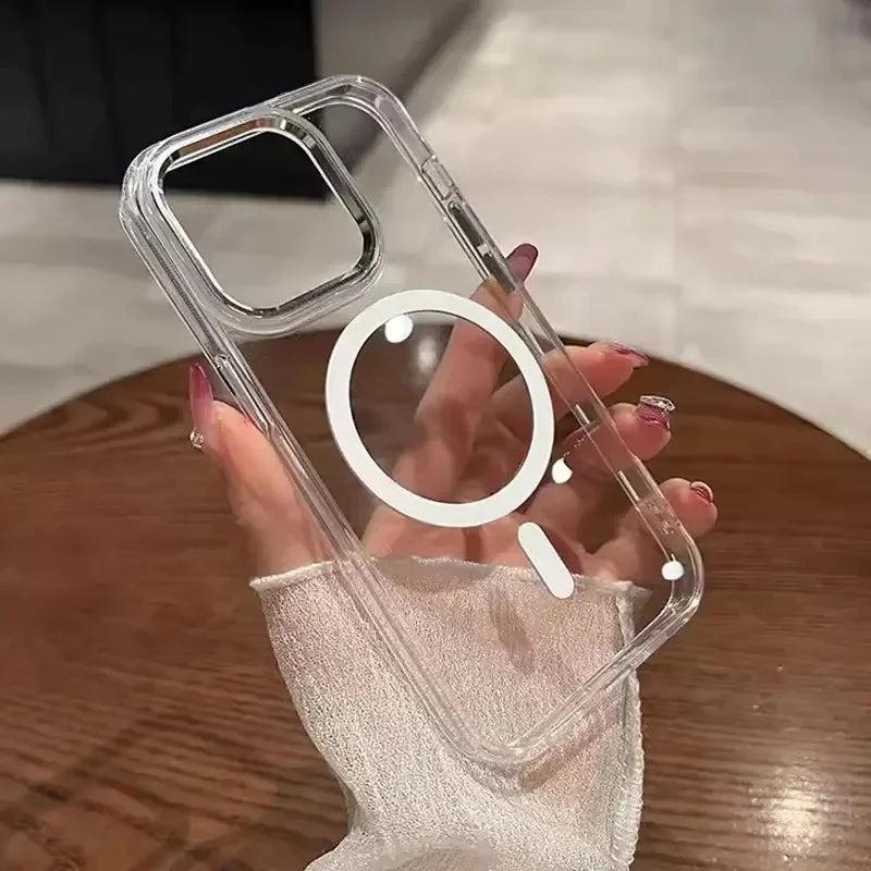 Luxury Wireless Magnetic Cover For Apple Magsafe Case Iphone 11 12 13 15 16 Plus 14 Pro Max 13 Mini Clear Acrylic Cases