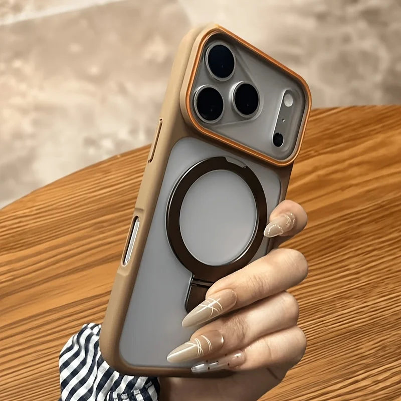 Luxury Matte Translucent Ring Bracket for Magsafe Case for IPhone 17 16 13 12 Pro Max 15 14 Plus Magnetic Wireless Charge Cover