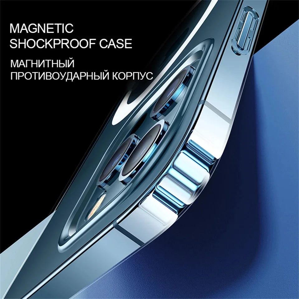 Luxury Wireless Magnetic Cover For Apple Magsafe Case Iphone 11 12 13 15 16 Plus 14 Pro Max 13 Mini Clear Acrylic Cases