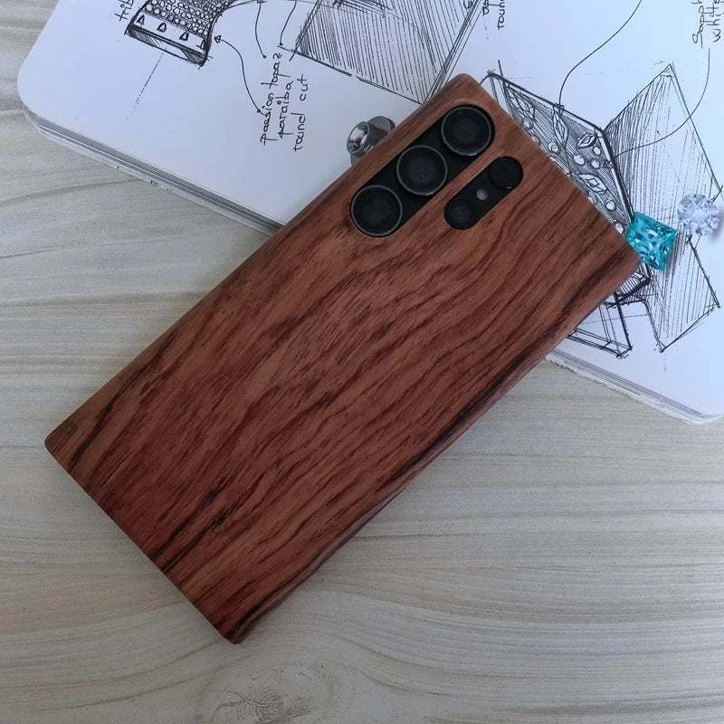 For Samsung Galaxy S25 Ultra S26 S24 S23 S22 S21 Note20 ultra Samsung S25 Plus Walnut Enony Wood Rosewood Wooden Back Case Cover