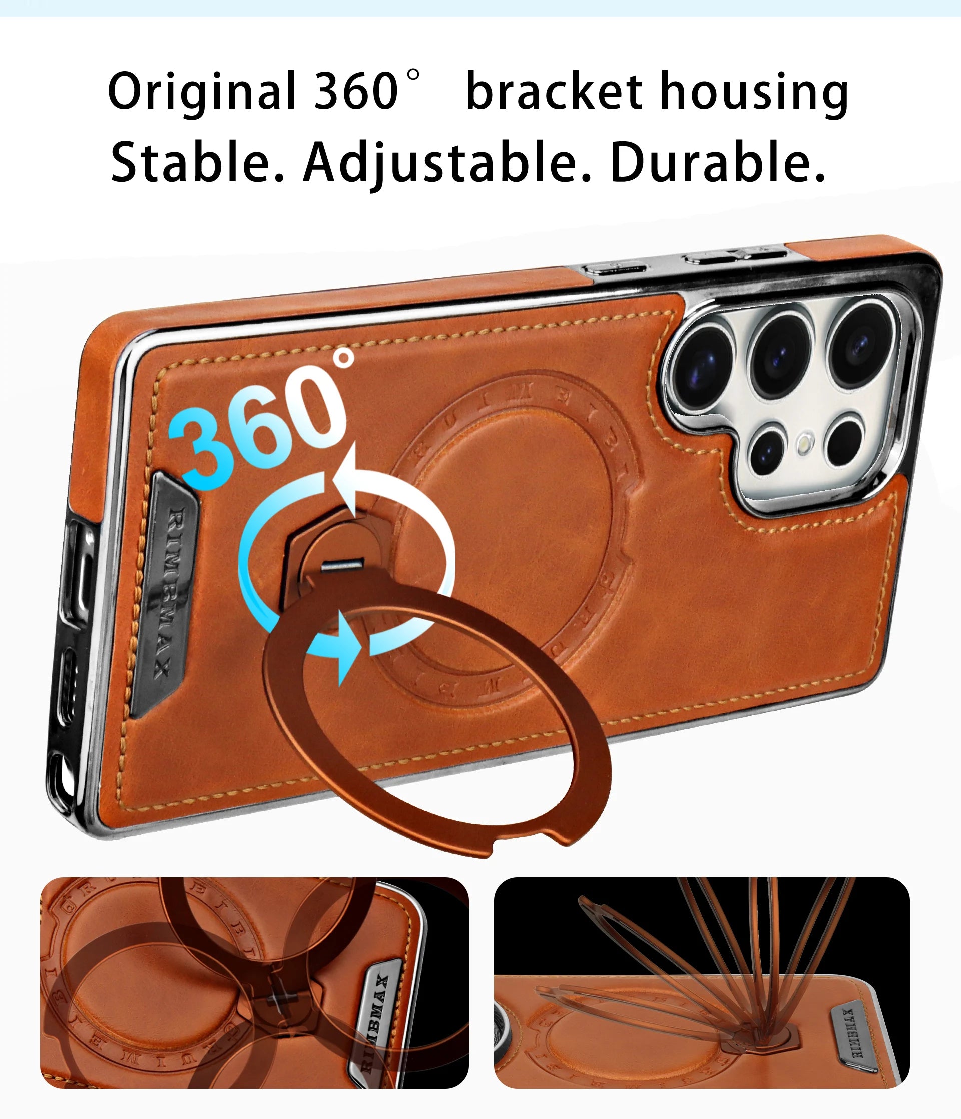 360 Rotating Bracket Leather Phone Case for Samsung Galaxy S25 Ultra S24 S23 S22 S25EDGE Magnetic Charging Kickstand Back Cover