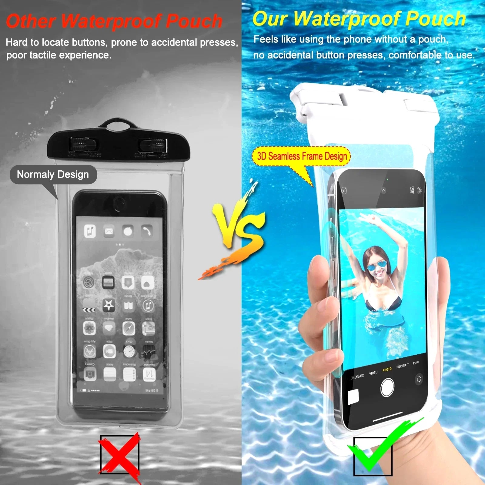 HAISSKY Mix Color Clip Mobile Phone Waterproof Pouch For iPhone 17 16 15 Pro Max 14 Plus 16E 13  Sensitive Press Swimming Bags