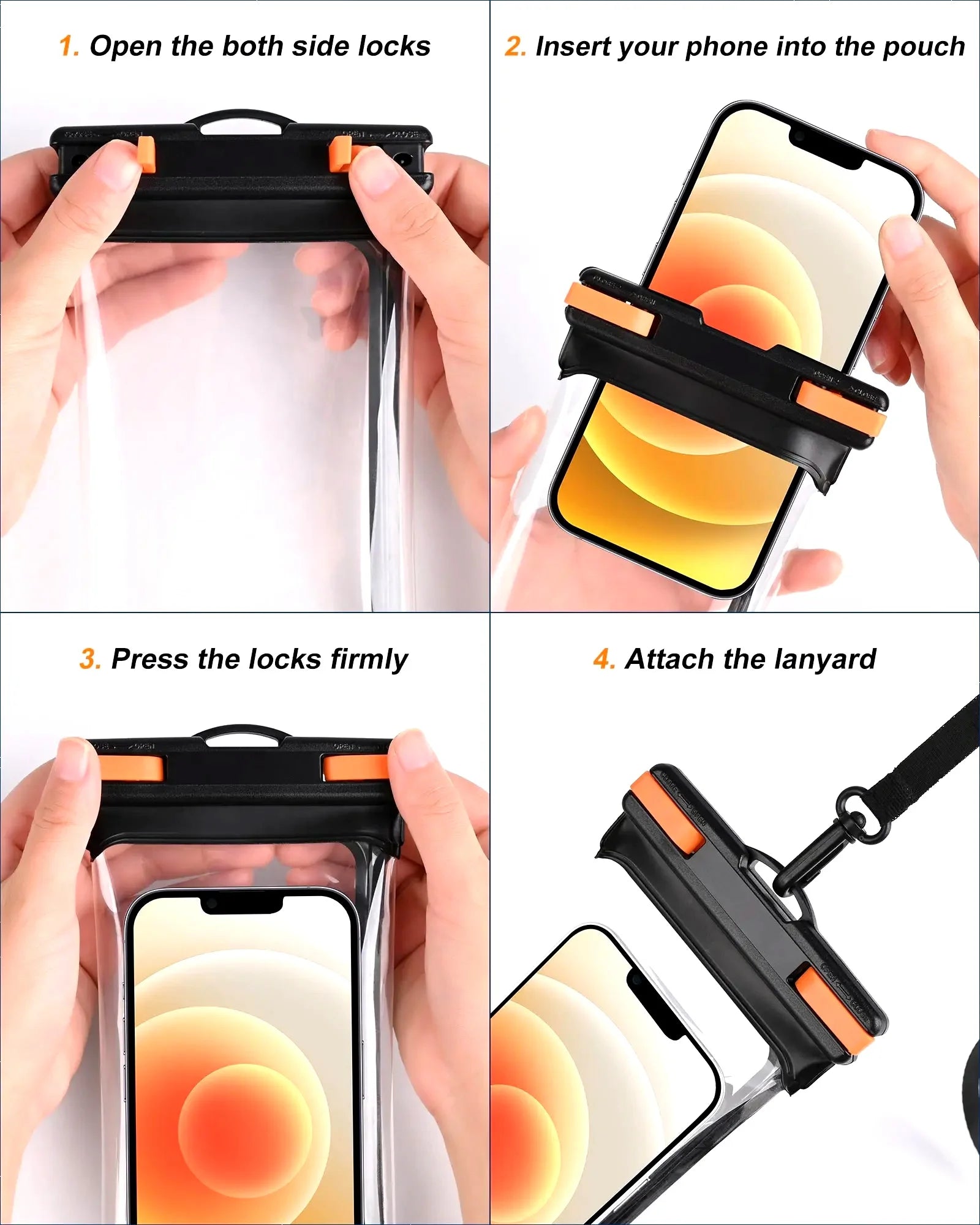 HAISSKY Mix Color Clip Mobile Phone Waterproof Pouch For iPhone 17 16 15 Pro Max 14 Plus 16E 13  Sensitive Press Swimming Bags