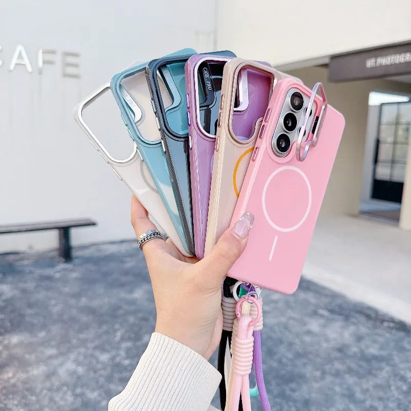 Suitable for Samsung Galaxy S23 S25 S24 S26 Fe Ultra Plus A Series Lanyard Stand Case Compatible with Magnetic Wireless Charging