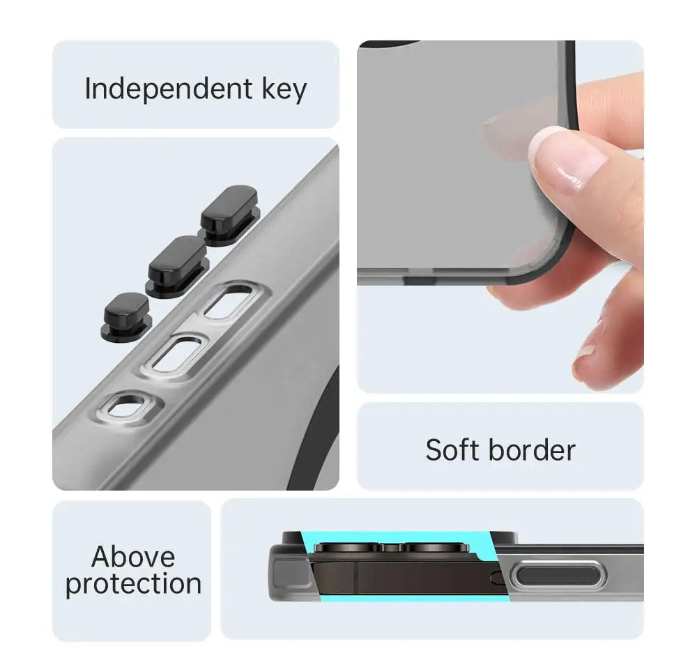 Matte Clear For Magsafe Wireless Charge Case for iPhone 17 Air 16 15 14 Plus 13 12 Pro Max Military Shockproof Candy Color Cover