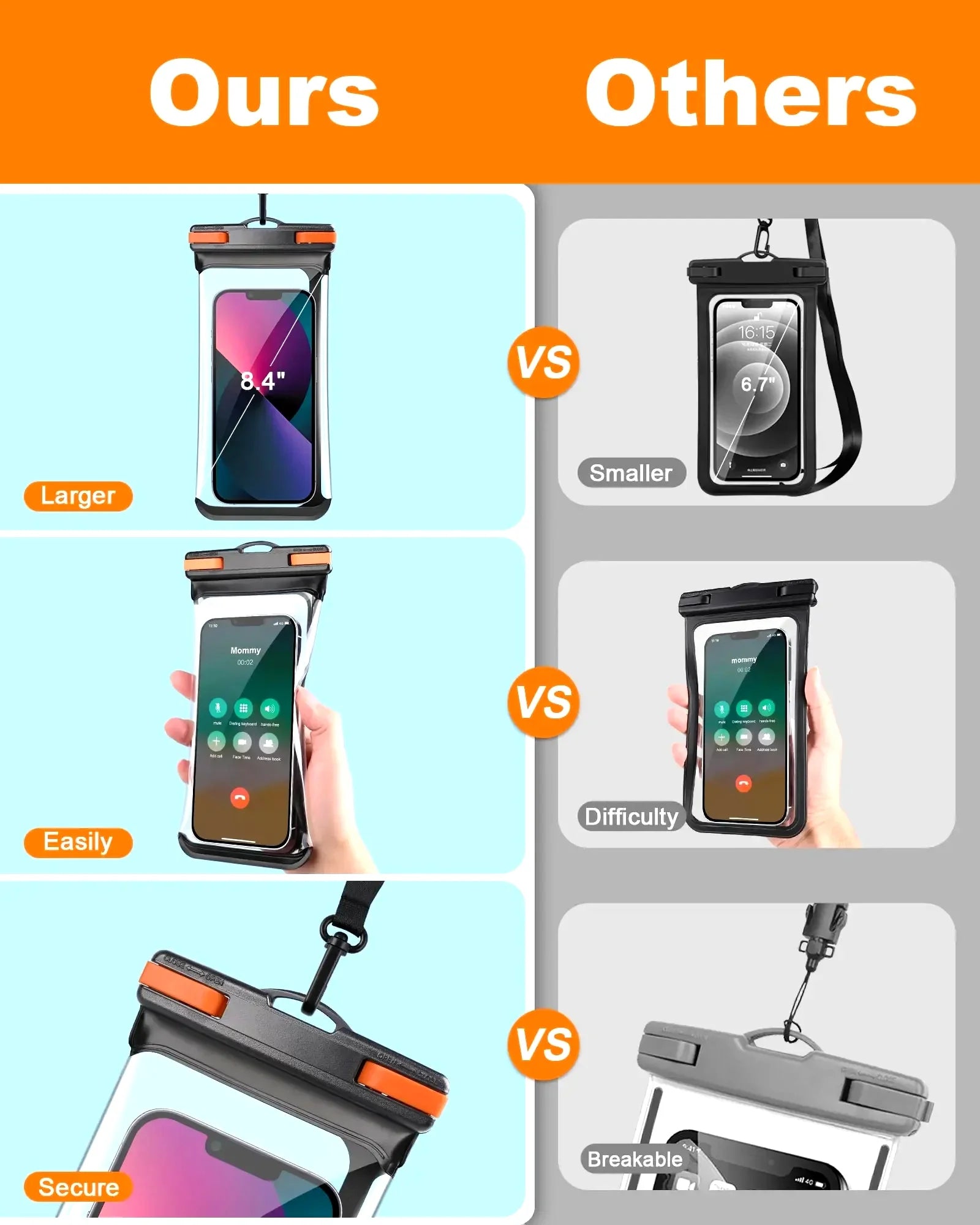 HAISSKY Mix Color Clip Mobile Phone Waterproof Pouch For iPhone 17 16 15 Pro Max 14 Plus 16E 13  Sensitive Press Swimming Bags