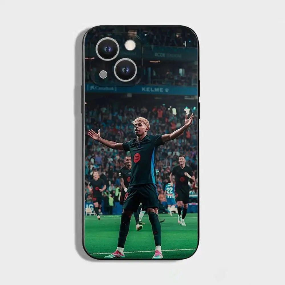 L-Lamine Yamal Phone Case For iPhone 16,15,14,13,12,11 Plus,Pro Max,XS,X,XR,SE,Mini,8,7,Soft Silicone Black Cover