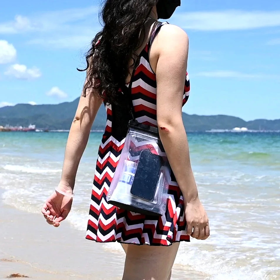 HAISSKY Large Mobile Phone Waterproof Pouch For iPhone 17 16 Pro Max 17 Air 16E 15 Plus Swim Travel Beach Bags With Seal Stripe