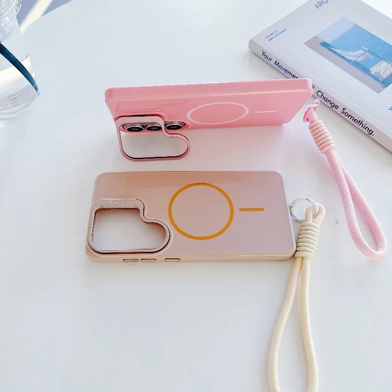 Suitable for Samsung Galaxy S23 S25 S24 S26 Fe Ultra Plus A Series Lanyard Stand Case Compatible with Magnetic Wireless Charging