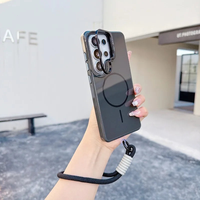 Suitable for Samsung Galaxy S23 S25 S24 S26 Fe Ultra Plus A Series Lanyard Stand Case Compatible with Magnetic Wireless Charging