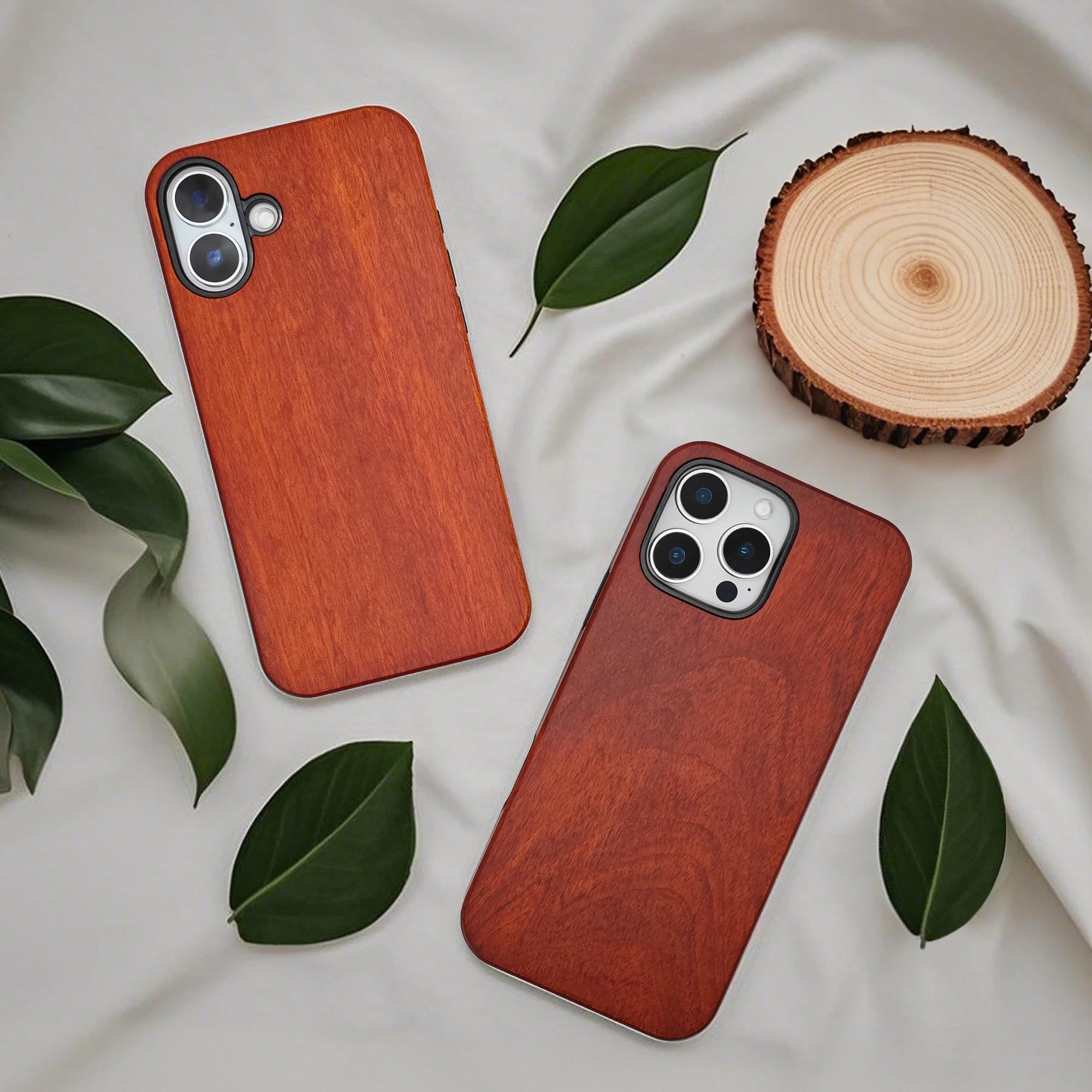 Luxury Shockproof Nature Cherry Wood Phone Case for iPhone 16, 16 Pro, 16 Pro Max Waterproof Cases Cover