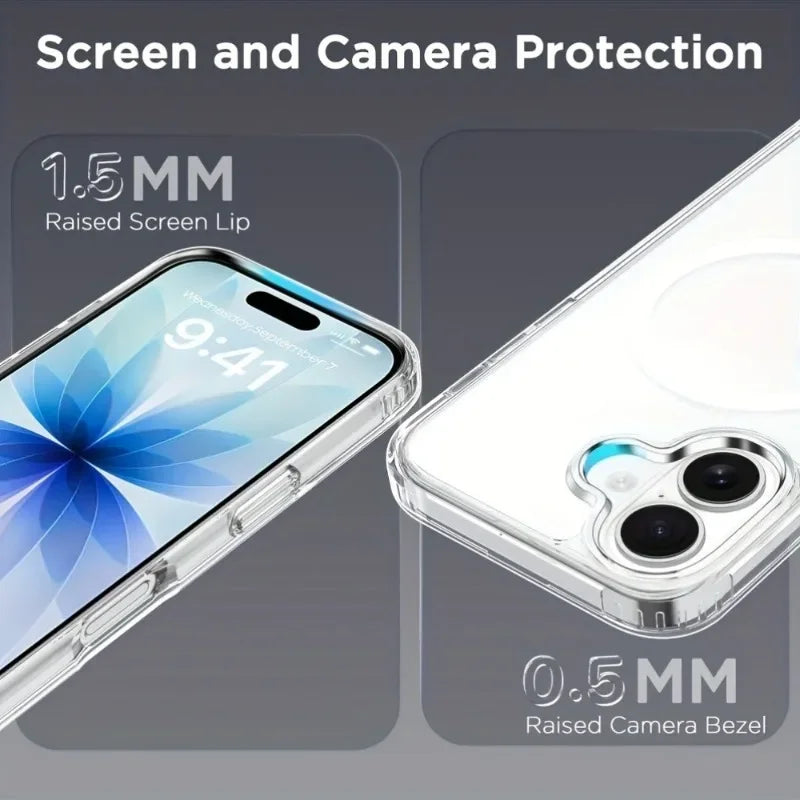 New Clear for MagSafe Case For iPhone 17Air 16 15 14 13 12 11Pro Max with Magnetic Feature Shockproof Wireless Charging Cover