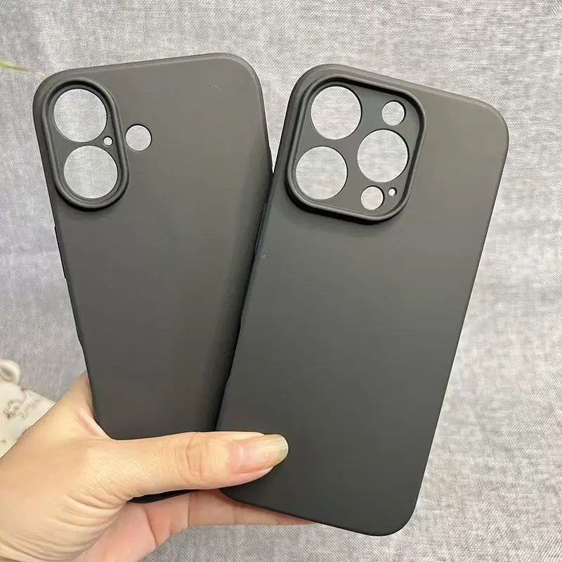 Matte Black Silicone Case For iPhone 16 17 15 14 13 12 11 Pro Max 16 Plus 12 mini X XS Max XR 16E 17E Air Soft Cover