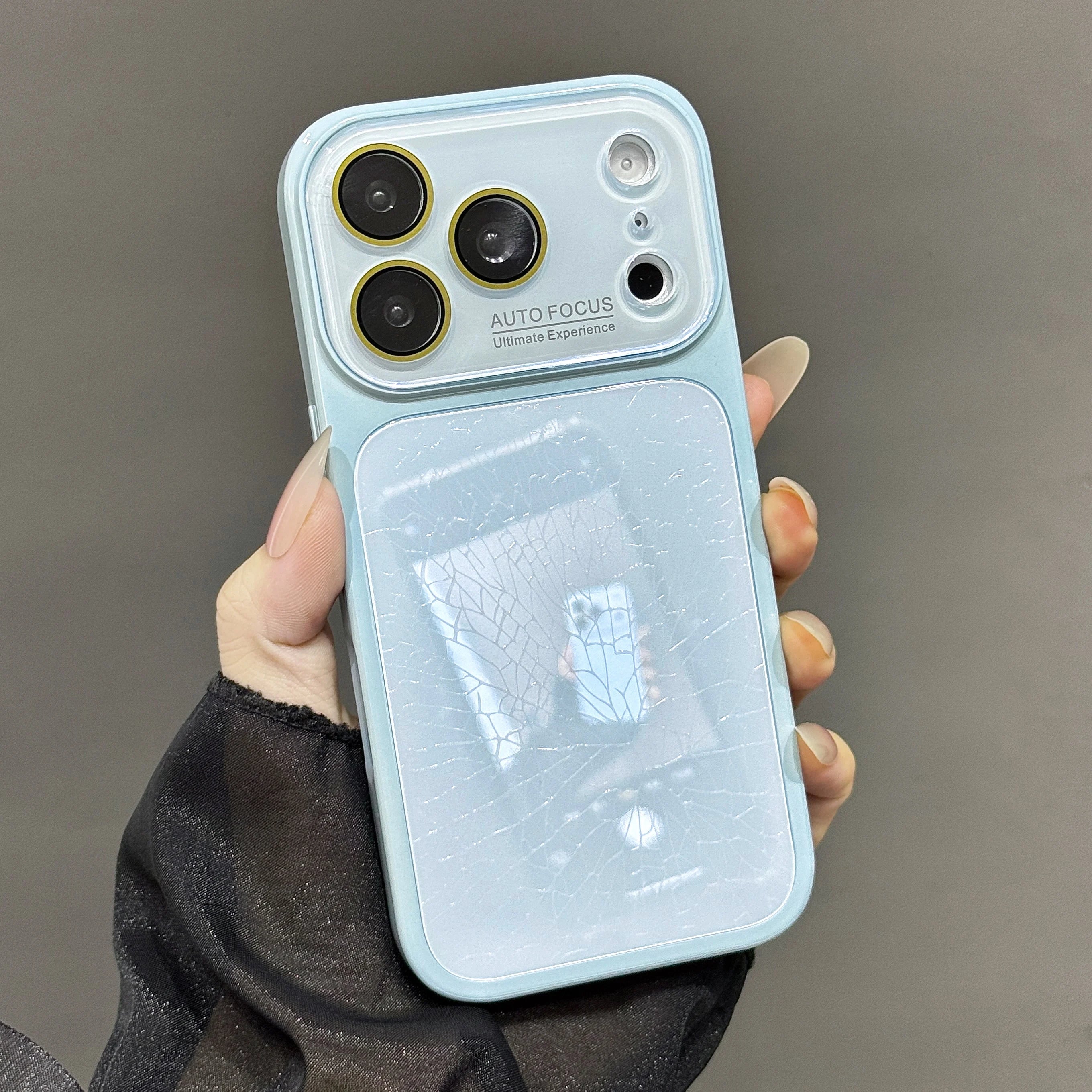 Large Window Broken Glass Texture Phone Case for iPhone 13 14 15 16 17 Pro Max Lens Film Protective Phone Cover Luxury Shell