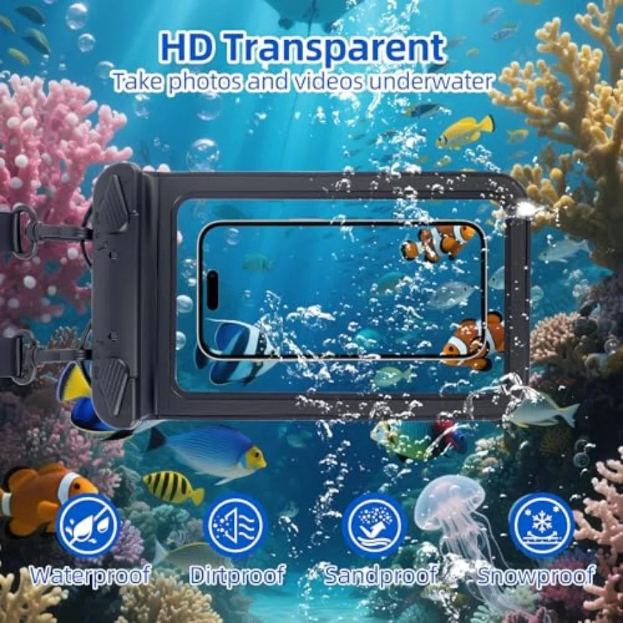 IPX8 Waterproof Phone Pouch Universal Cell Phone Dry Bag Patented Sealed Lock Lanyard Mobile Phone Case for Swimming Surfing Be