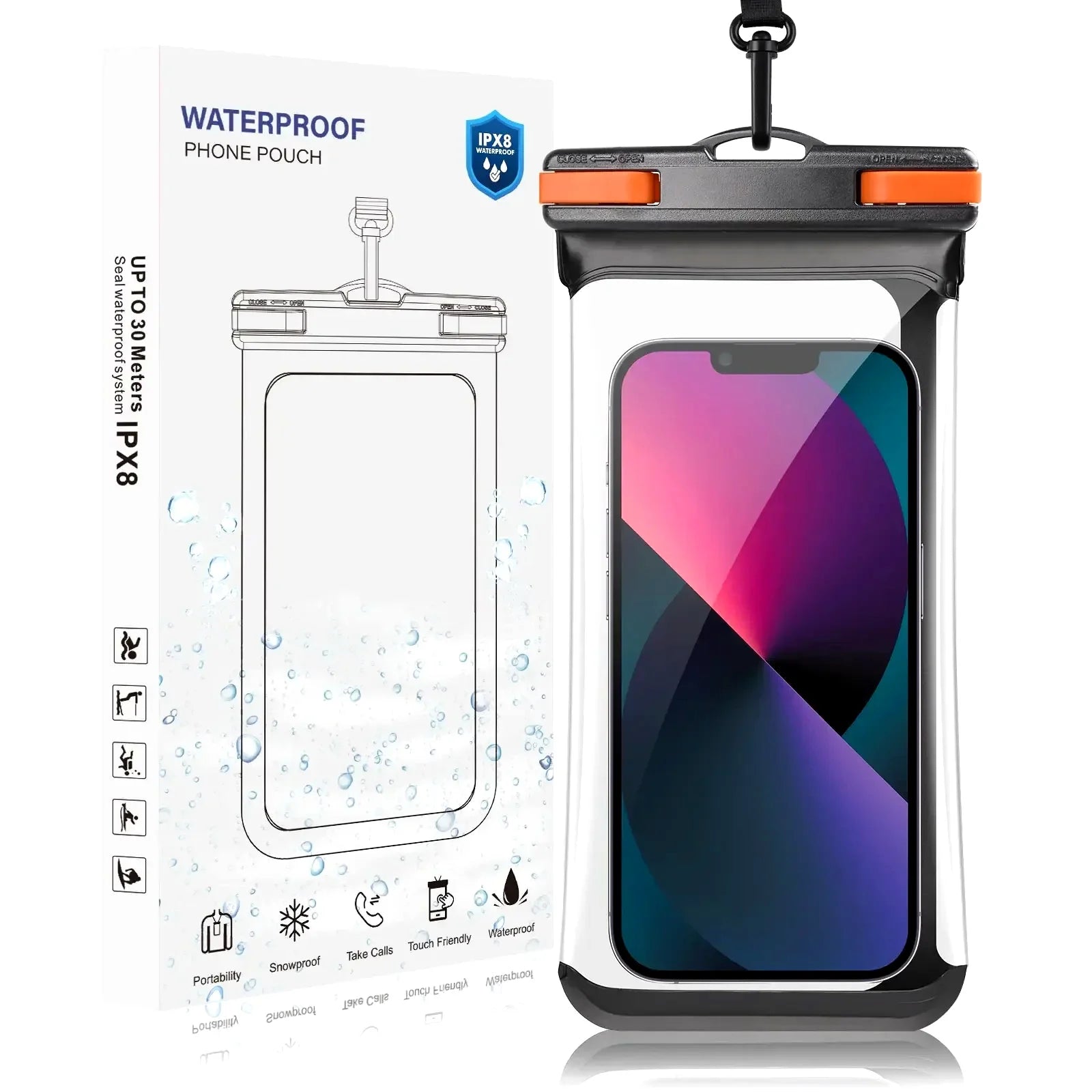 HAISSKY Mix Color Clip Mobile Phone Waterproof Pouch For iPhone 17 16 15 Pro Max 14 Plus 16E 13  Sensitive Press Swimming Bags