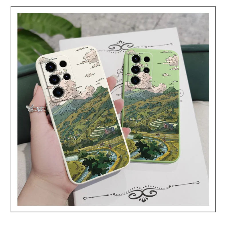 Pastoral Scenery Phone Case For Samsung Galaxy S25FE S24 S23 S22 S21 S20 S10 S10E S9 Ultra Plus FE Note 20 Ultra 10 9 Plus Cover