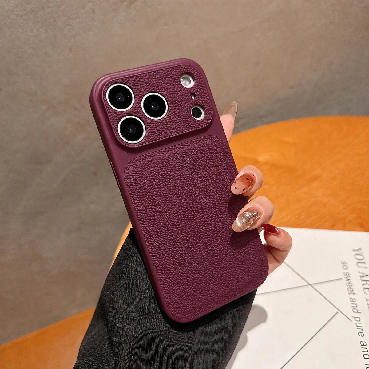 Solid Color Pebbled Texture Phone Case, Minimalist Drop-Resistant Protective Cover with Raised Camera Protection, Compatible with iPhone 12/13/14/15/16/17 Pro Max/Plus/Air Series