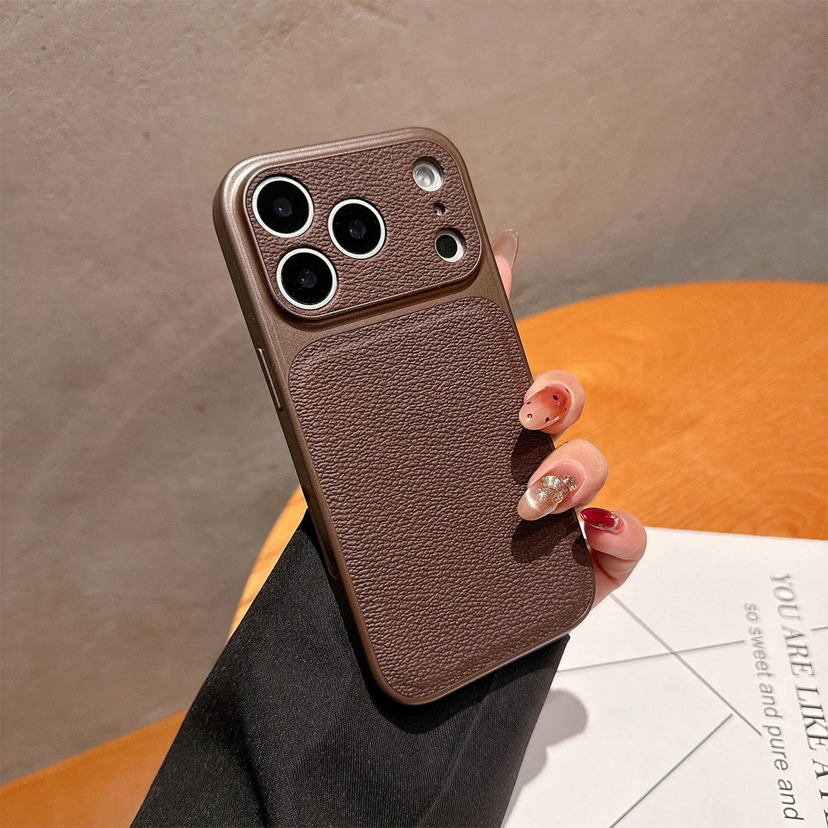 Solid Color Pebbled Texture Phone Case, Minimalist Drop-Resistant Protective Cover with Raised Camera Protection, Compatible with iPhone 12/13/14/15/16/17 Pro Max/Plus/Air Series