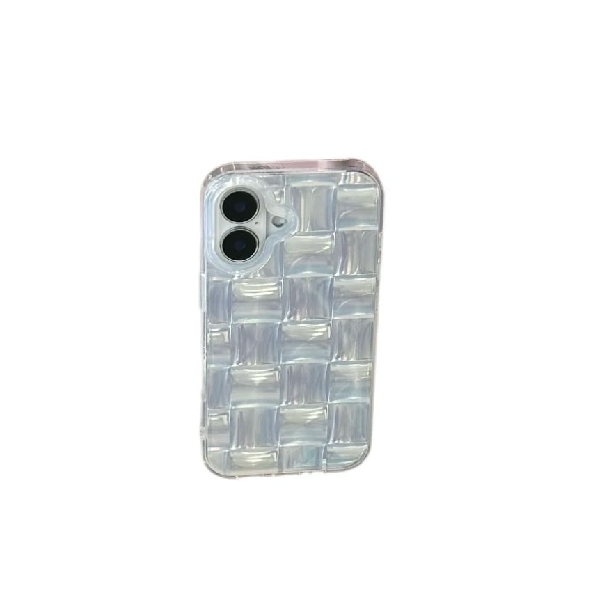 Korean Ins Summer Ice Block Pattern Phone Case for iPhone 16 15 14 13 Pro Max Back Cover Funda